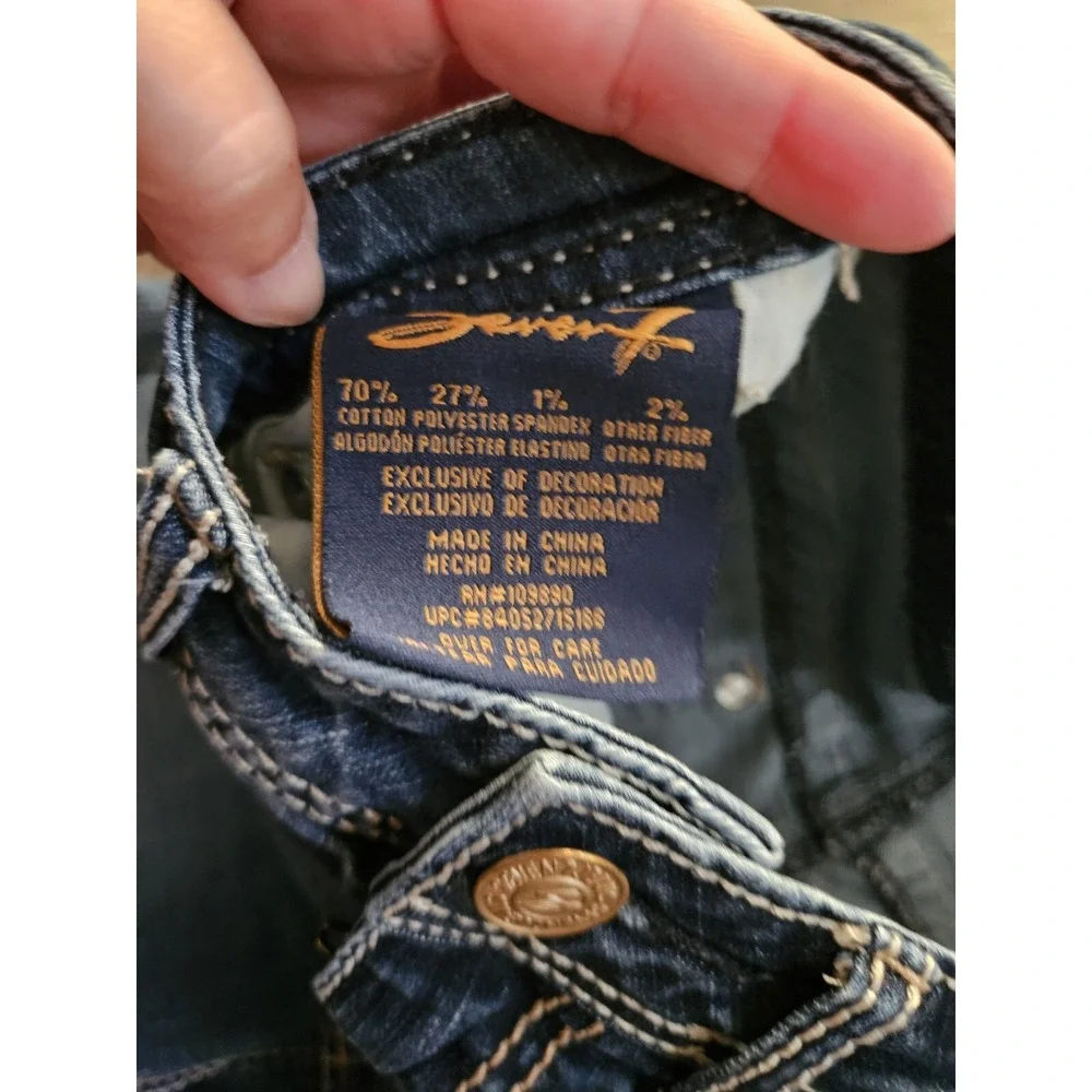 Seven7 Denim Shorts‎ Womens 6 Blue Dark Wash Embroidered Back Pocket Stretch